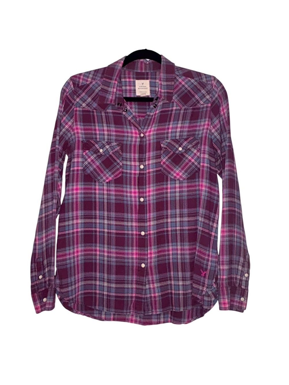 American Eagle Outfitters Vintage Boyfriend Plaid Button-Front Shirt